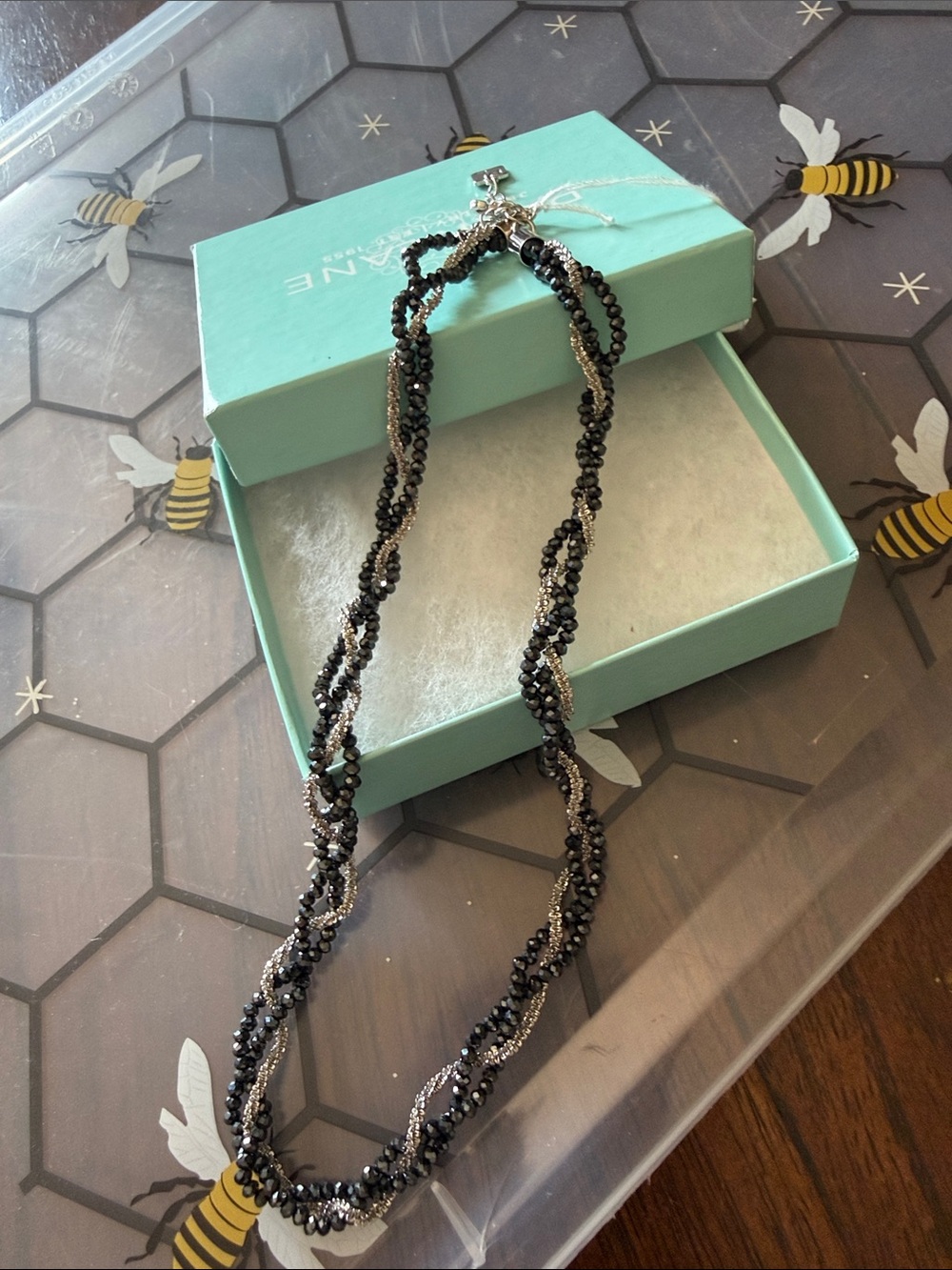 Park Lane Twisted Black and Silver Beaded Necklace